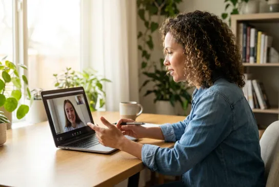 Teacher giving a one-to-one online lesson